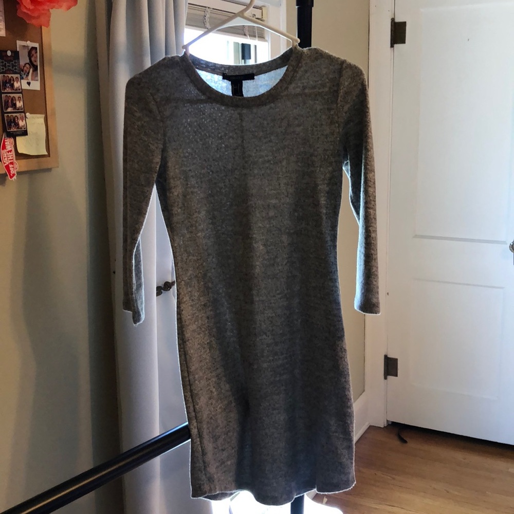 Light gray sweater dress, quarter sleeve